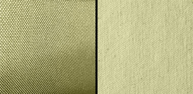 Tessuti a confronto: a sinistra il poliestere, a destra la tela di cotone